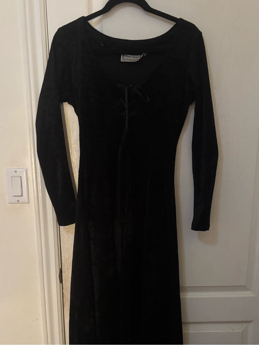 Long Sleeve Black Velvet Lace-Up Women’s Dress